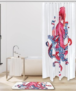 Octopus Ocean Sea Waterproof Bathroom Curtain for Your Shower