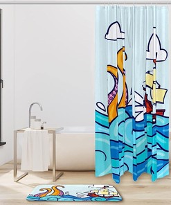 Octopus Pirate Vintage Bathroom Shower Curtain