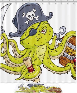 Octopus Pirate Waterproof Bathroom Curtain for Your Shower