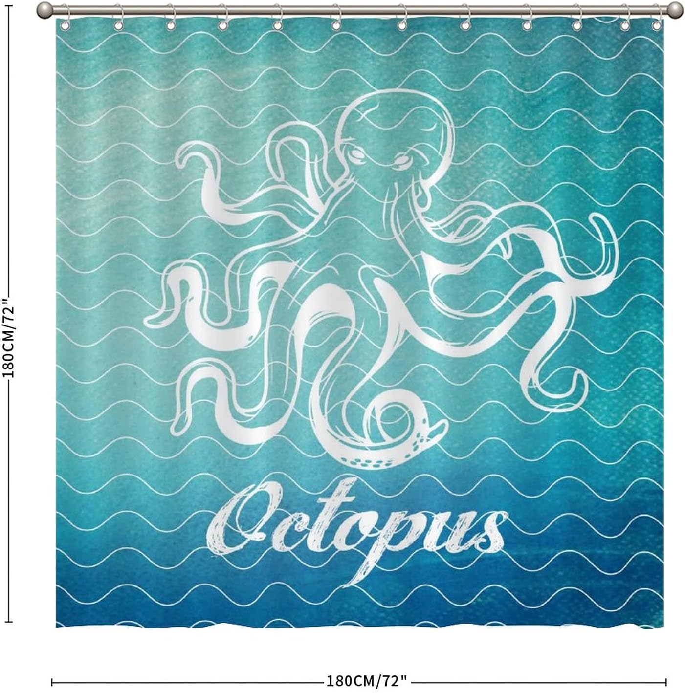 Octopus Sea Animal Shower Curtain - Custom Durable Fabric - Image 2