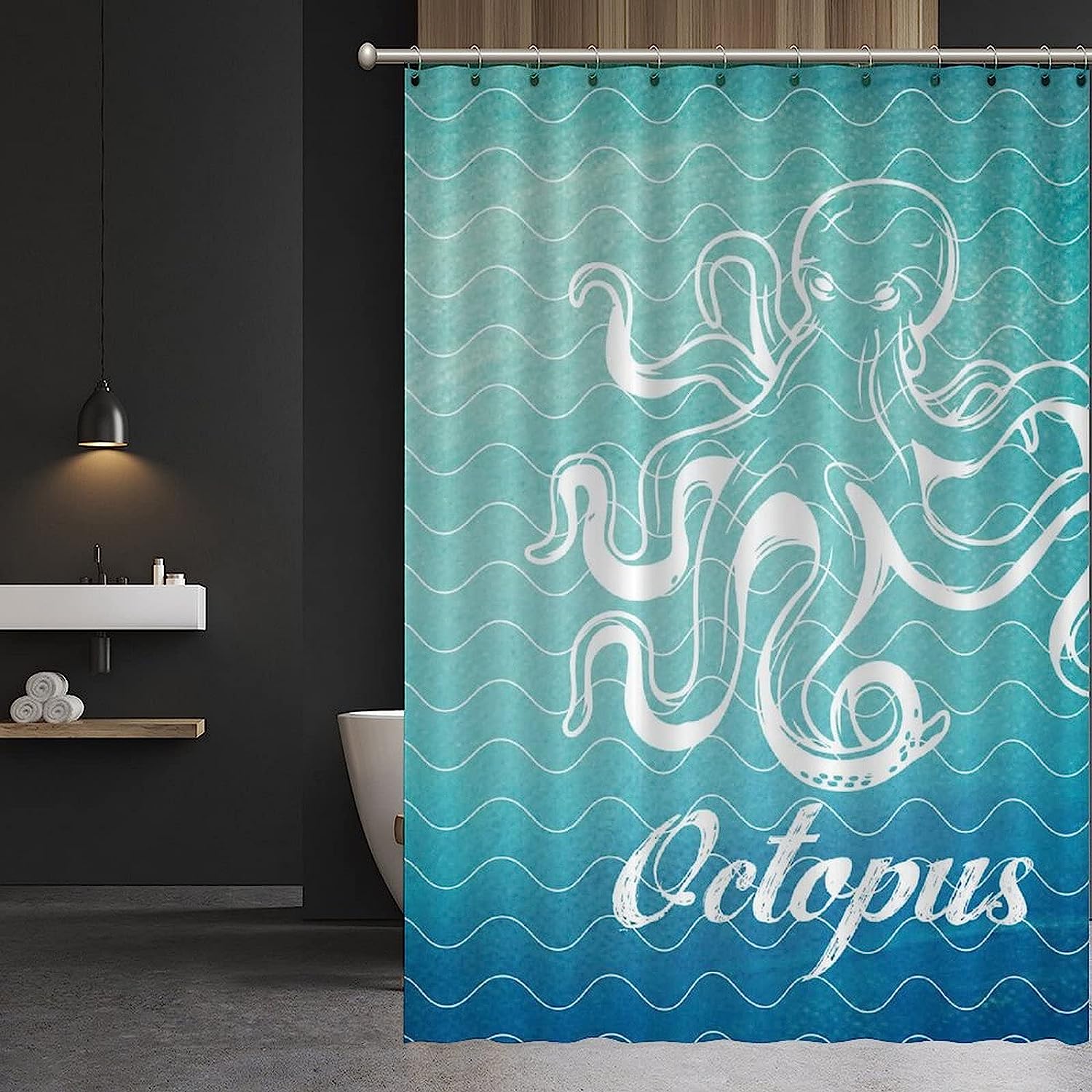 Octopus Sea Animal Shower Curtain - Custom Durable Fabric - Image 3