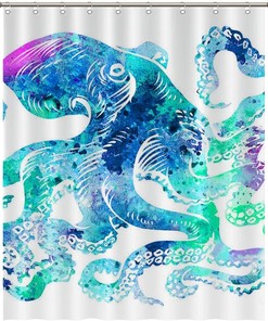 Octopus Sea Creature Shower Curtain - Colorful Bathroom Decor