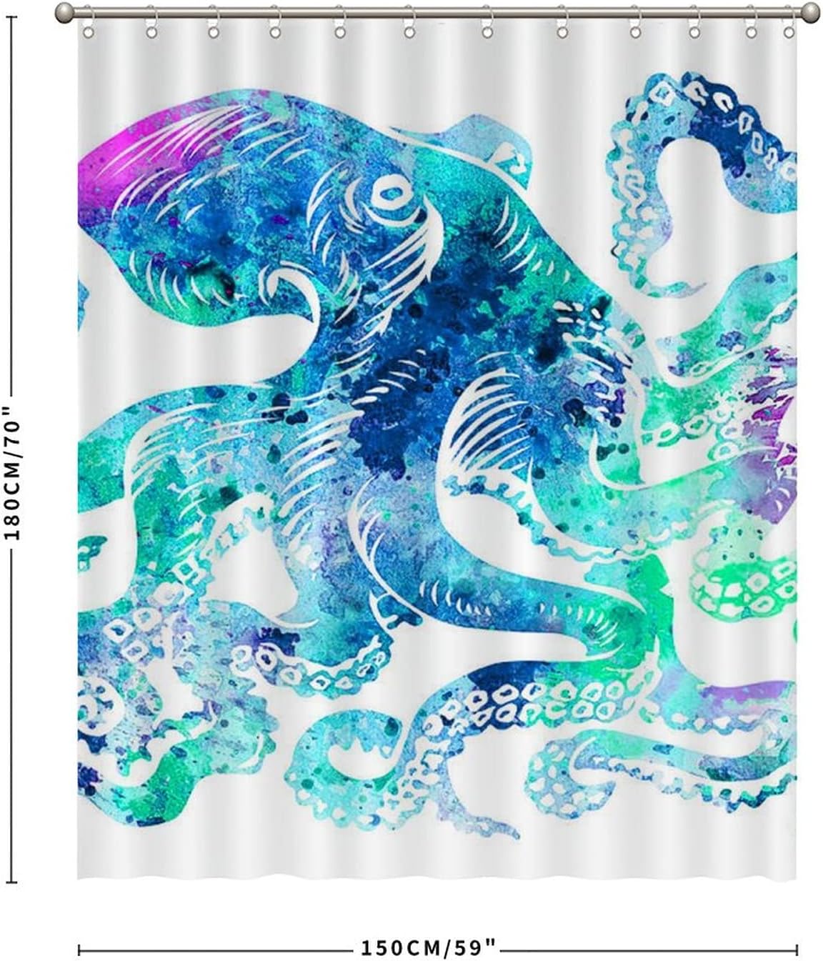 Octopus Sea Creature Shower Curtain - Colorful Bathroom Decor