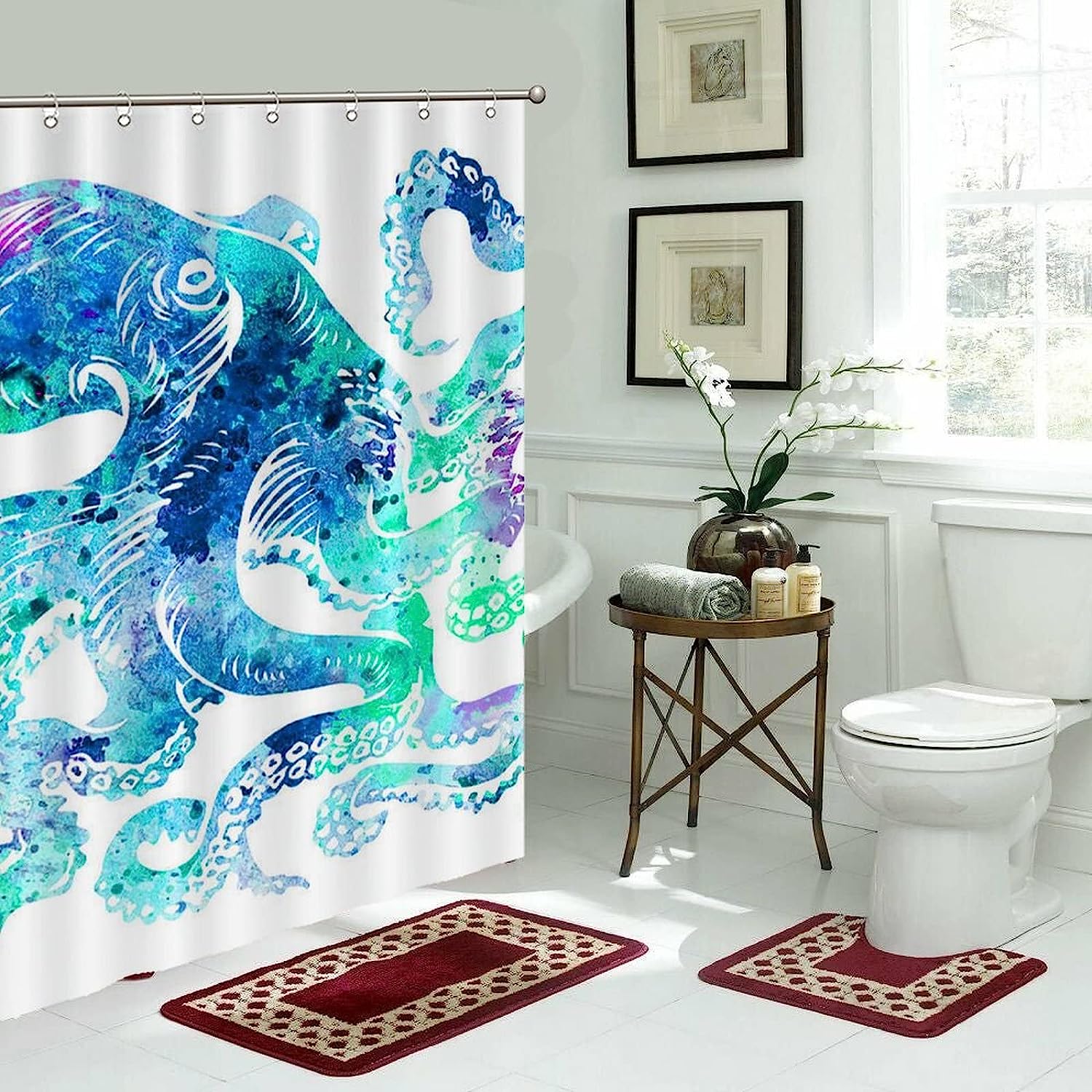 Octopus Sea Creature Shower Curtain - Colorful Bathroom Decor