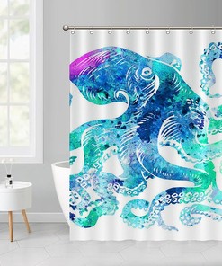 Octopus Sea Creature Shower Curtain - Colorful Bathroom Decor