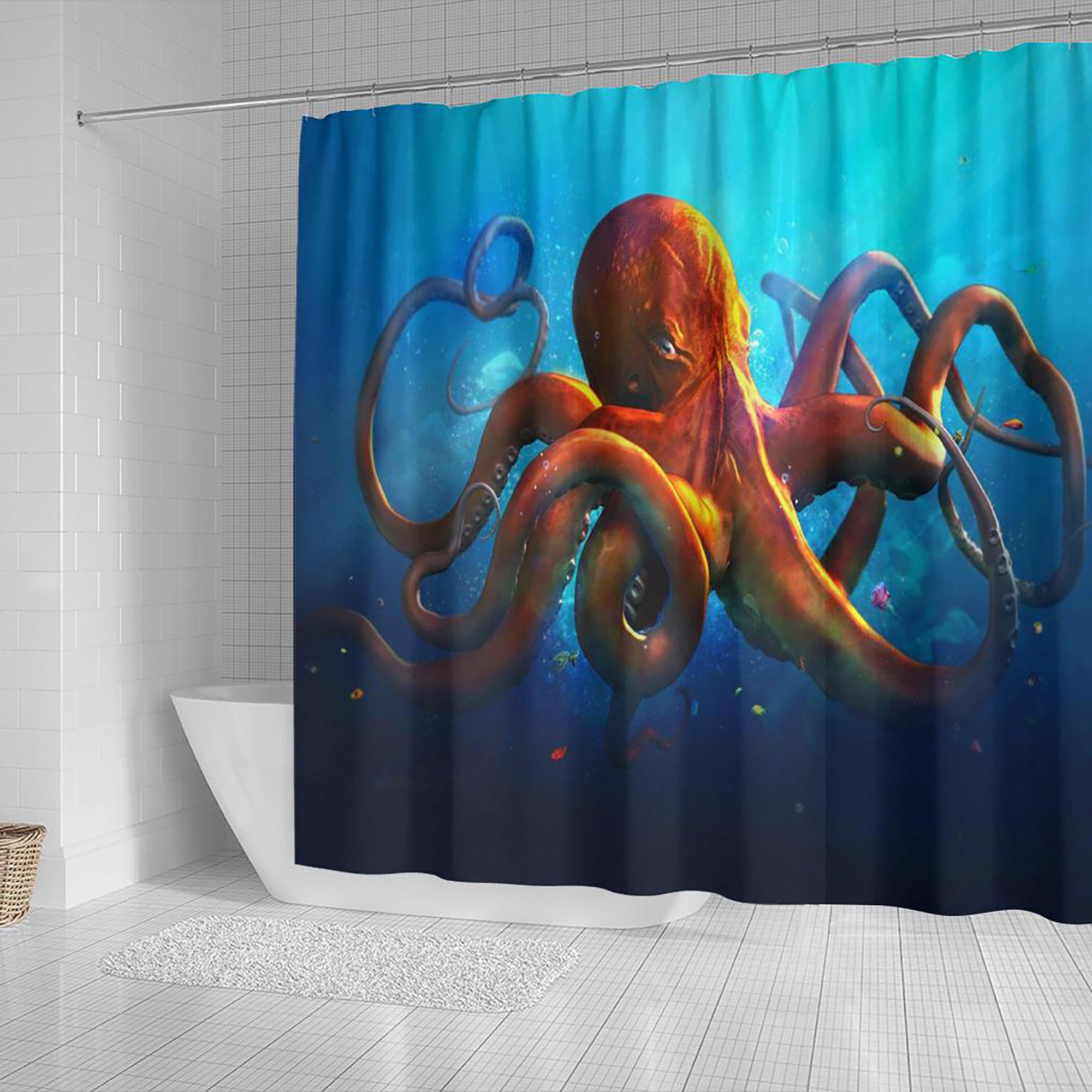 Octopus Sea Life Funny Art Bathroom Decor Shower Curtain for Kids