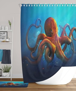 Octopus Sea Life Funny Art Bathroom Decor Shower Curtain for Kids