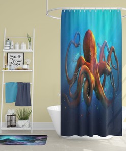 Octopus Sea Life Funny Art Bathroom Decor Shower Curtain for Kids