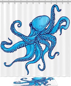 Octopus Sea Ocean Print Shower Curtain for Your Bathroom