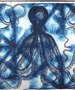 Octopus Shibori Blue Shower Curtain by Thomas Paul