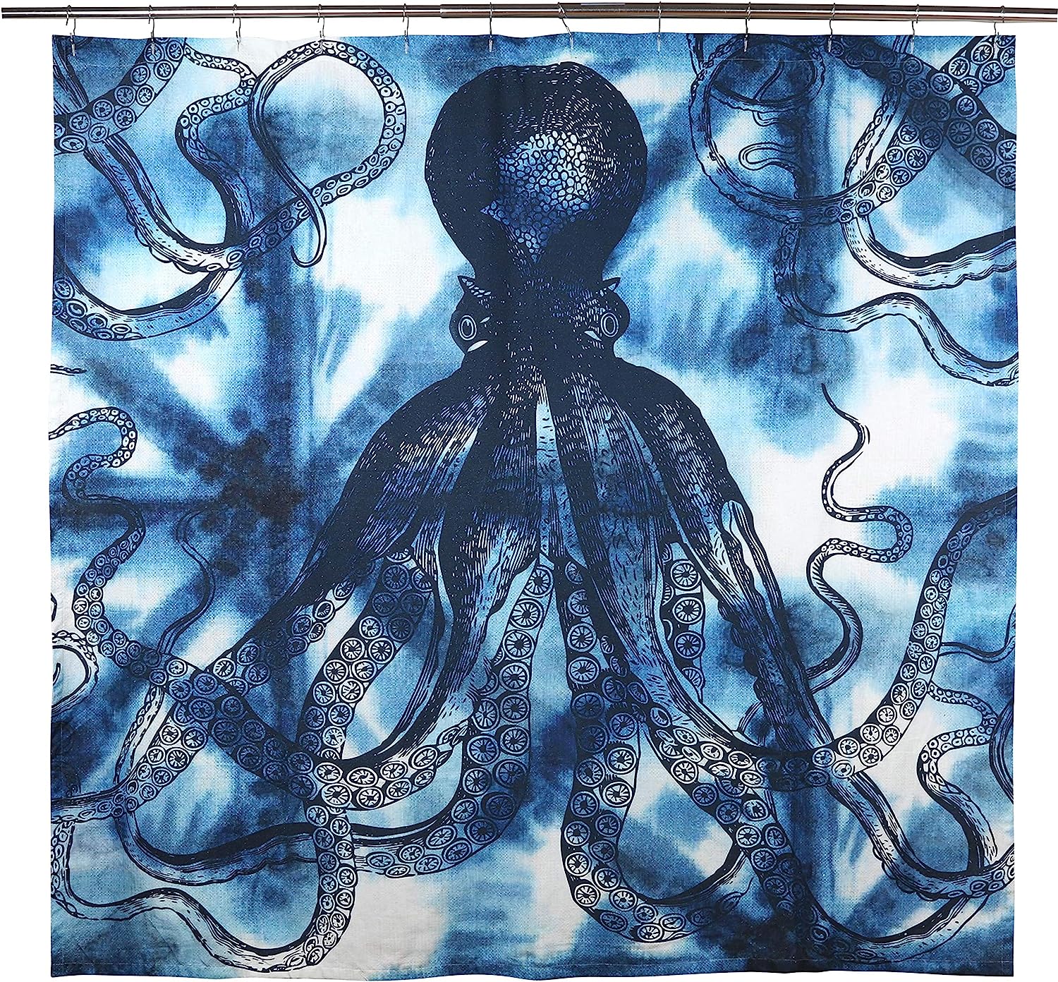 Octopus Shibori Blue Shower Curtain by Thomas Paul