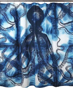 Octopus Shibori Blue Shower Curtain by Thomas Paul