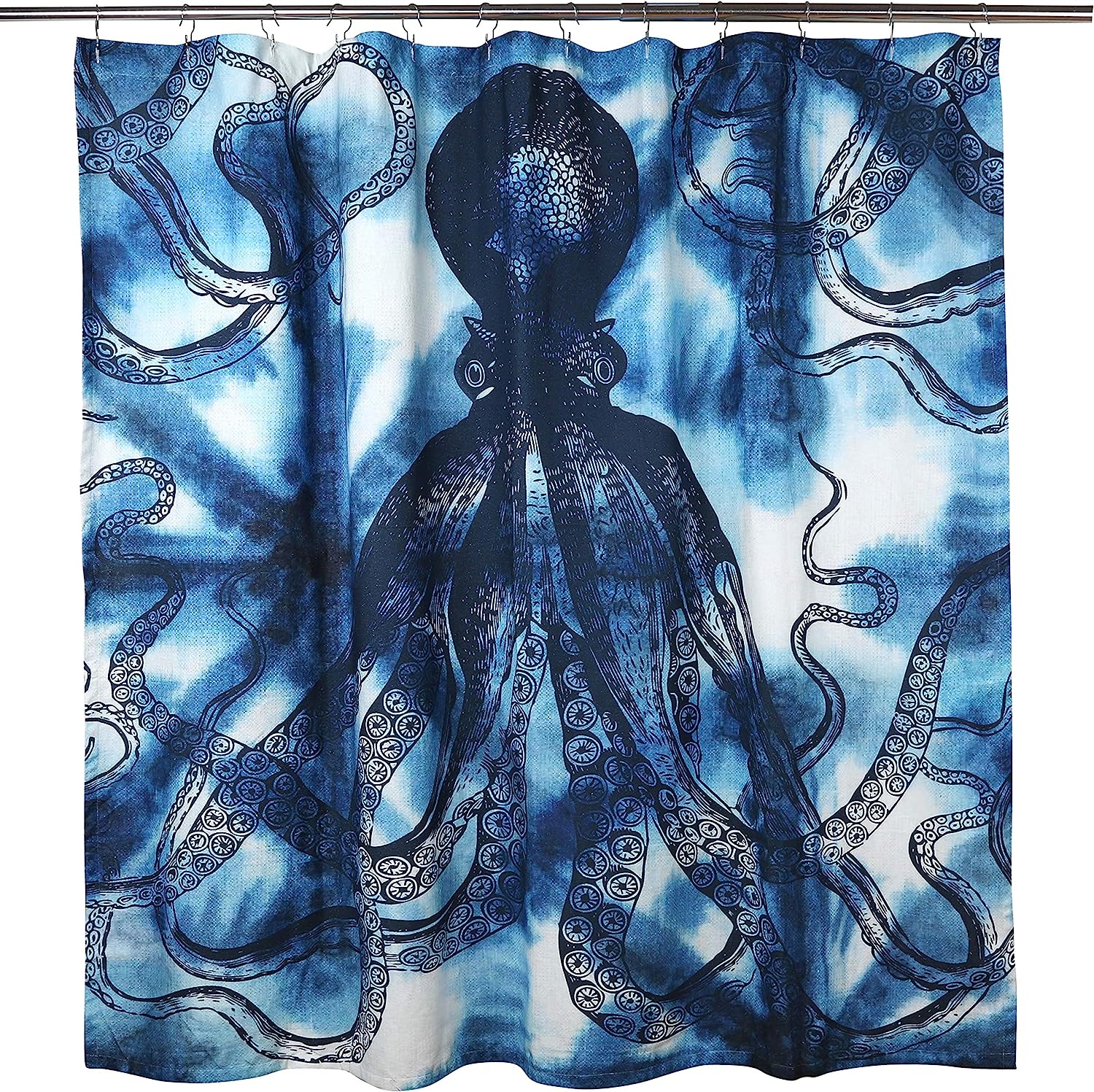Octopus Shibori Blue Shower Curtain by Thomas Paul