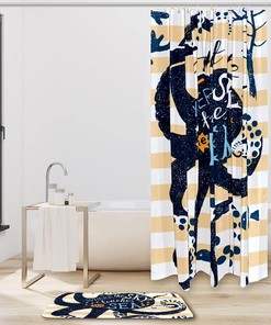 Octopus Silhouettes Print Shower Curtain - Waterproof Bathroom Decor