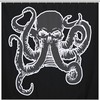 Octopus Tattoo Style Skull Print Shower Curtain for a Nautical and Eerie Bathroom
