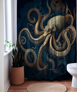 Octopus Tentacles Shower Curtain For A Nautical Bathroom Decor, Ocean-Themed Bathroom Accessories