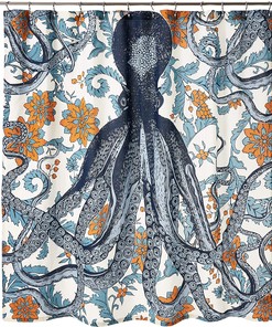 Octopus Vineyard Fabric Shower Curtain by Thomas Paul