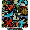 Octopus Whale Ocean Print Shower Curtain with Matching Mat for Bathroom