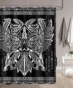 Odin Norse Mythology Viking Shower Curtain - Nordic God Bathroom Decor