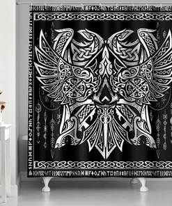 Odin Norse Mythology Viking Shower Curtain - Nordic God Bathroom Decor