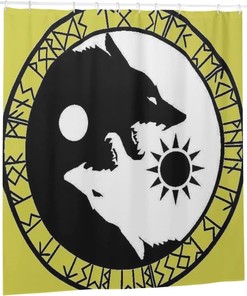 Odin Viking Age Wolf and Runes Shower Curtain for Home, Hotel, and Office Bathroom