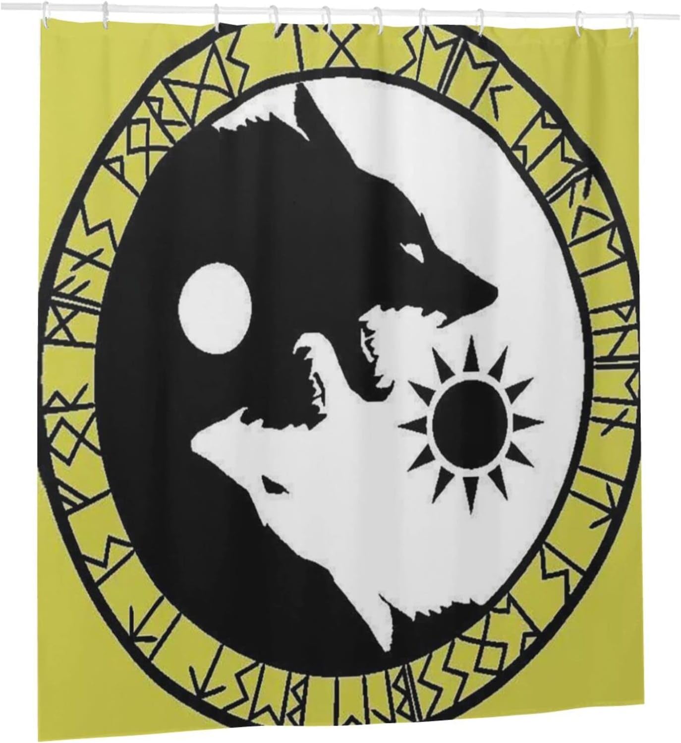 Odin Viking Age Wolf and Runes Shower Curtain for Home, Hotel, and Office Bathroom