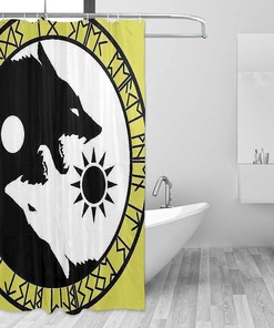 Odin Viking Age Wolf and Runes Shower Curtain for Home, Hotel, and Office Bathroom