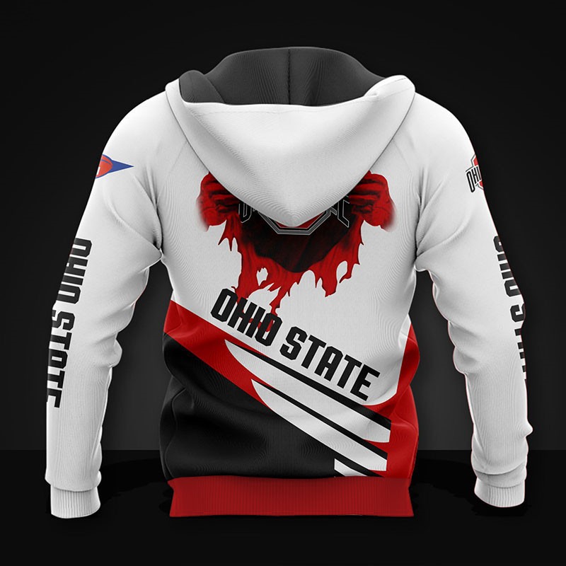 Ohio State Buckeyes 3D Zip Hoodie - Long Sleeve Gift For Fan