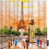 Oil Painting of France Eiffel Tower French City Street Decorative Shower Curtain