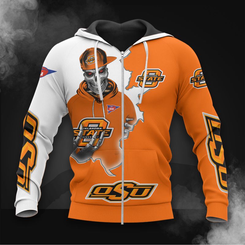 Oklahoma State Cowboys Zip Hoodie 3D - Long Sleeve Zip Hoodie For Fan
