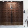 Old Brick Wall And Basketball Hoop Shower Curtain In Brown