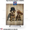 Old English Bulldog Fashion Couple Art Brown Bathroom Fabric Shower Curtain