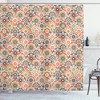 Old Fashioned Floral Display Geometric Pattern Shower Curtain For Modern Bathroom Decor