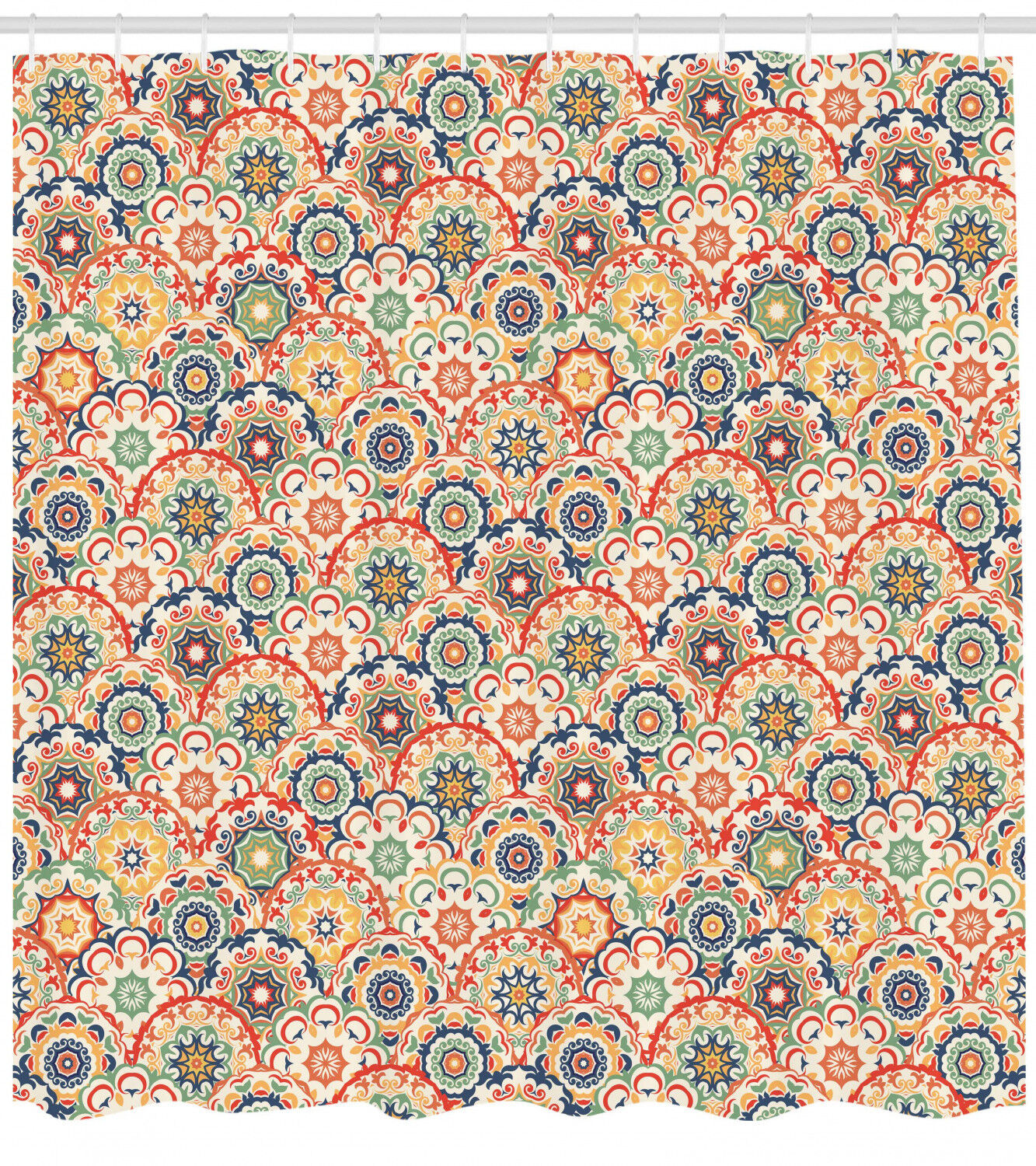 Old Fashioned Floral Display Geometric Pattern Shower Curtain For Modern Bathroom Decor