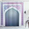 Old Geometric Motifs Print Shower Curtain For A Vintage Bathroom Remodel