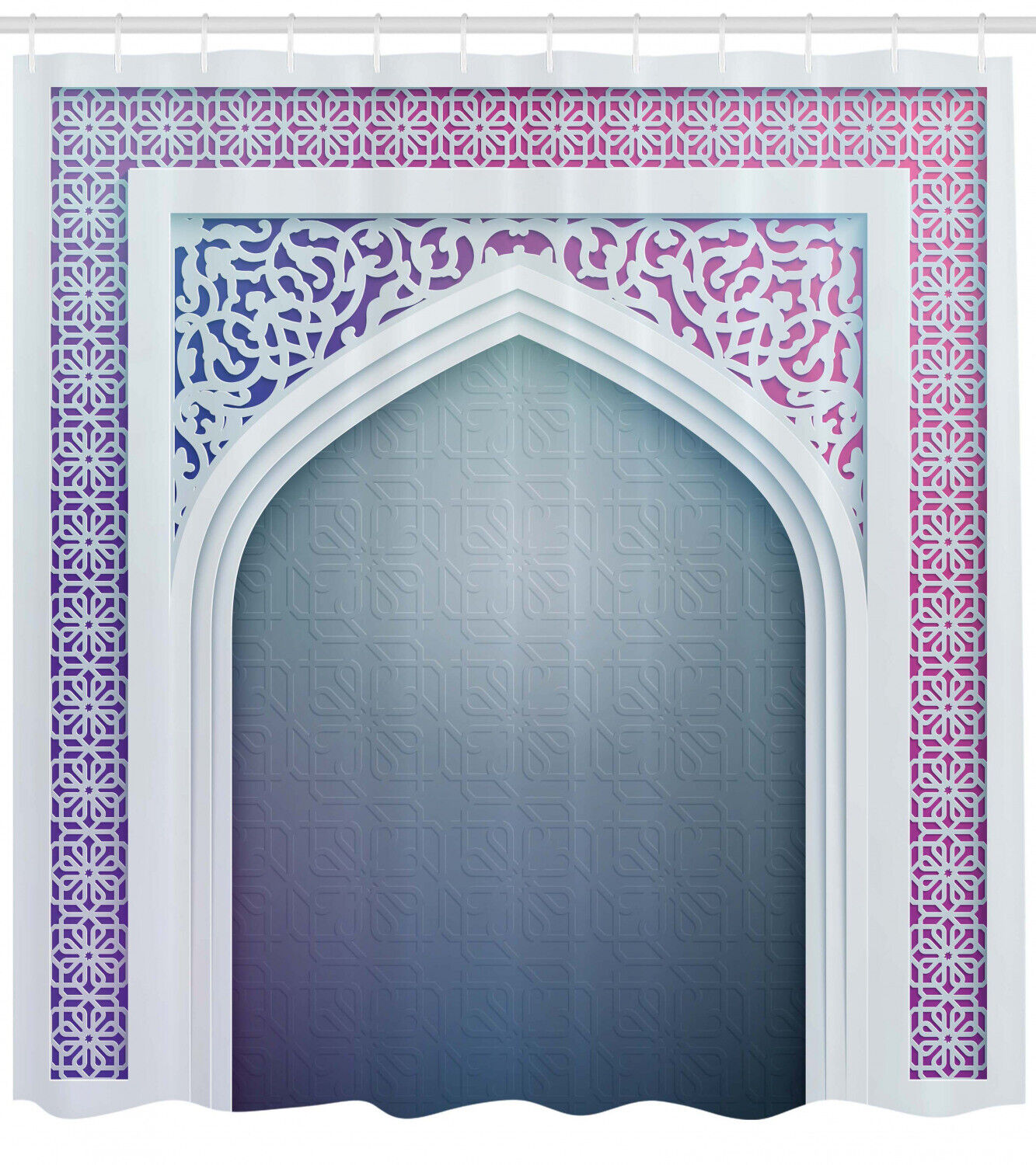 Old Geometric Motifs Print Shower Curtain For A Vintage Bathroom Remodel - Image 2