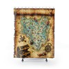 Old Map of Lost Treasure Waterproof Shower Curtain with Pirate Theme 