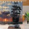 Old Pirate Ship in Sea Fabric Shower Curtain Waterproof for Bathroom Decor - Unbranded
