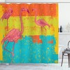 Old Style Grunge Flamingo Decor Shower Curtain - Colorful Bathroom Decor