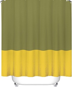 Olive Green Lemon Yellow Splicing Shower Curtain for Bold and Modern Bathroom Decor