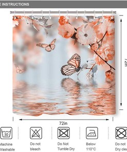 Ombre Butterfly Reflection Shower Curtain Butterfly Water Print Decor for Bathroom Privacy 