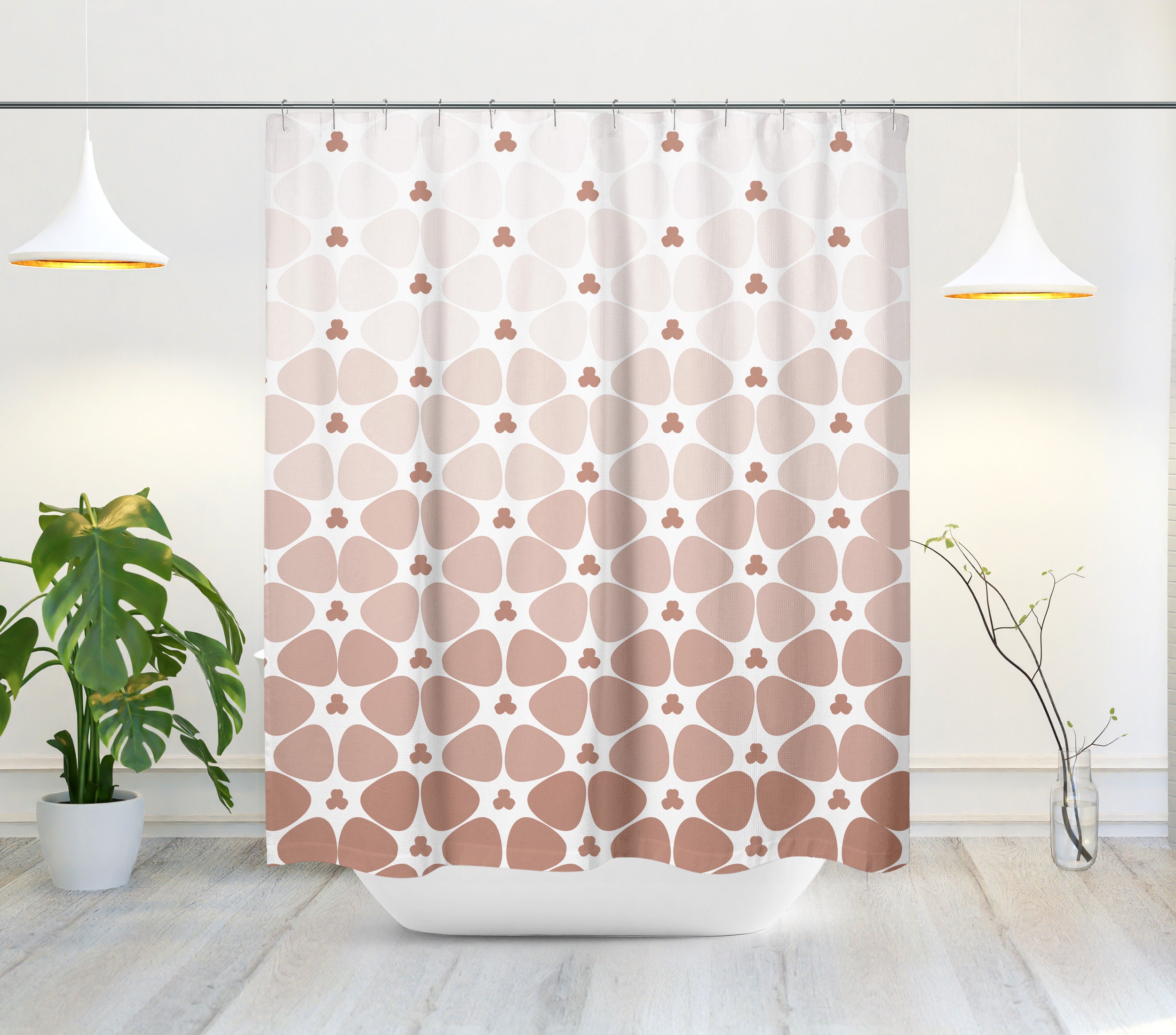 Ombre Floral Burst Unique Shower Curtain For Mid Century Modern Bathroom Decor - Image 2