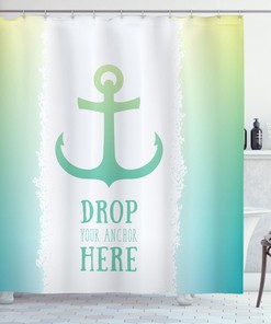 Ombre Green Anchor Ocean Printed Shower Curtain For Nautical Bathroom Vibes