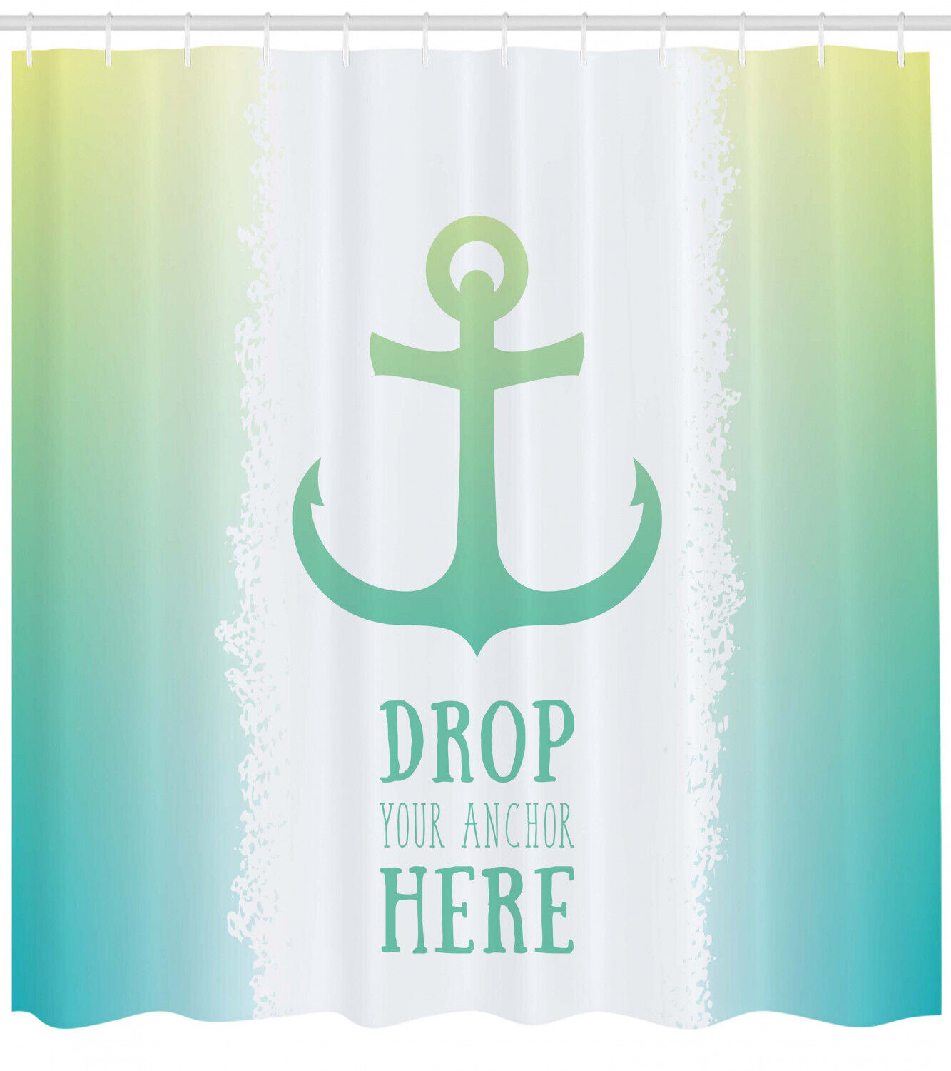 Ombre Green Anchor Ocean Printed Shower Curtain For Nautical Bathroom Vibes - Image 2