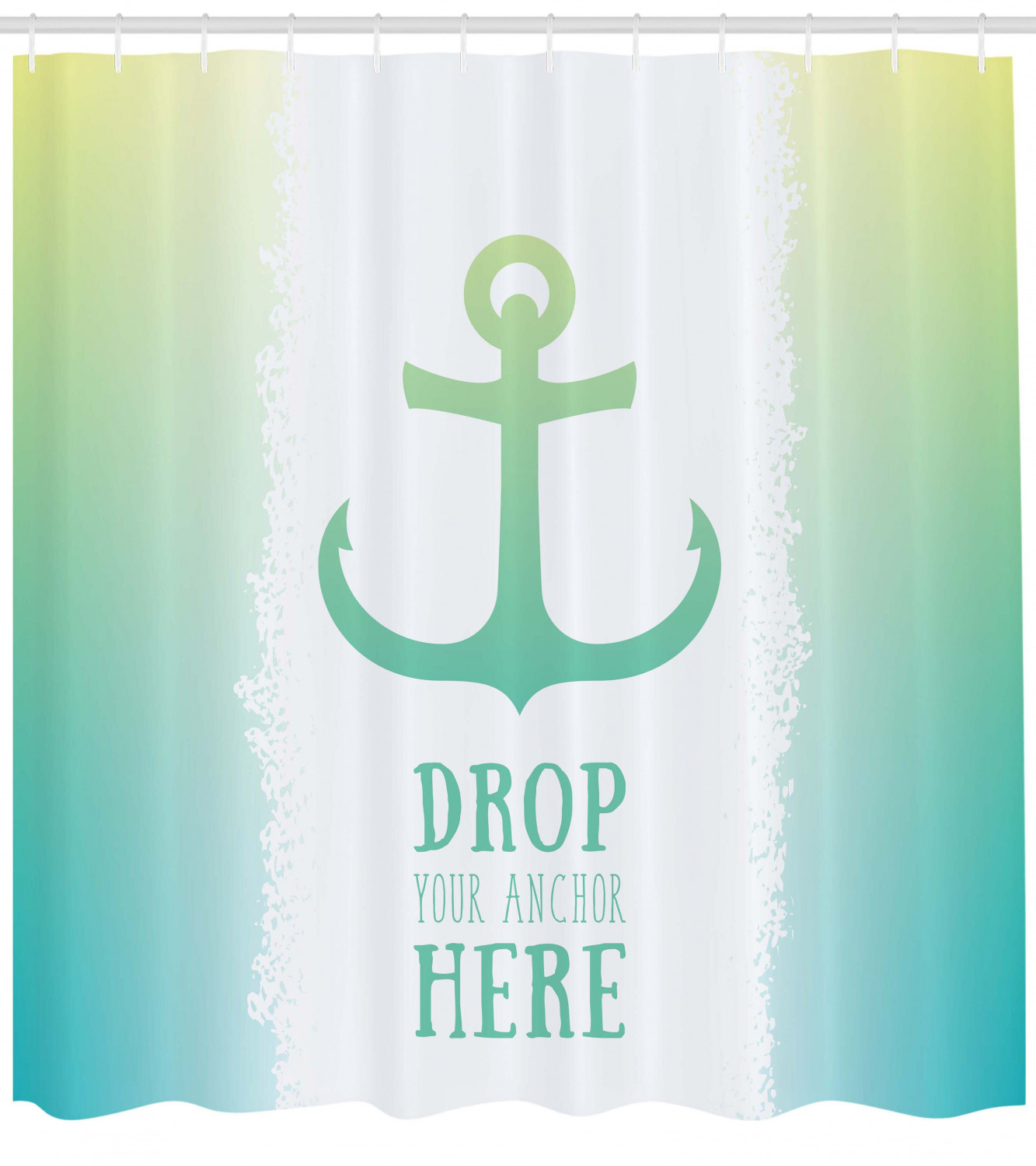 Ombre Green Anchor Ocean Printed Shower Curtain For Nautical Bathroom Vibes - Image 4