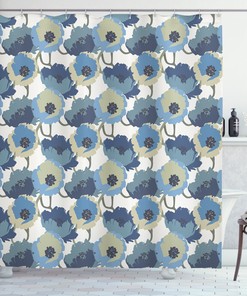 Ombre Romantic Flowers Print Shower Curtain With Elegant Design
