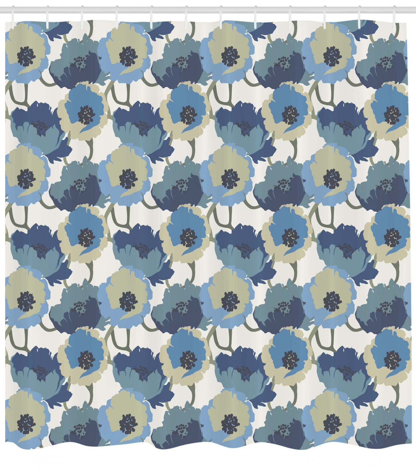 Ombre Romantic Flowers Print Shower Curtain With Elegant Design