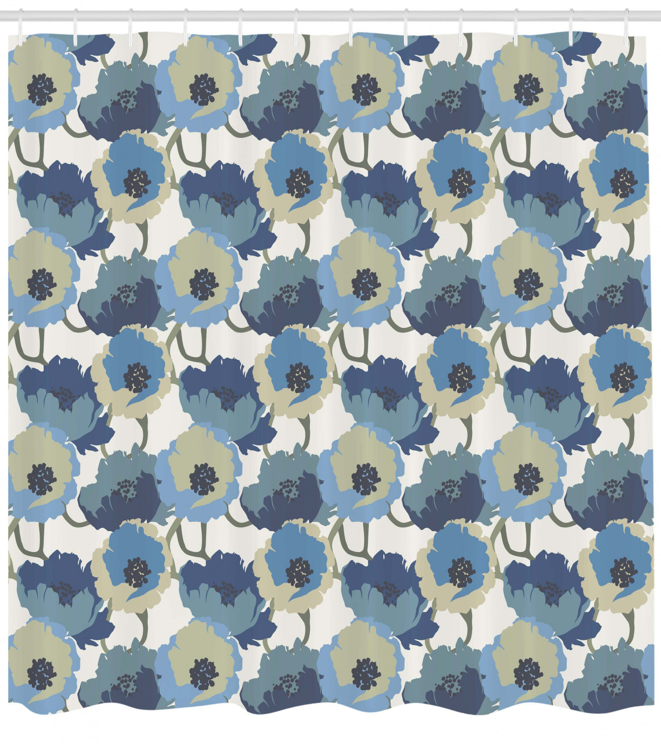 Ombre Romantic Flowers Print Shower Curtain With Elegant Design