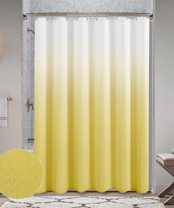 Ombre Textured Lemon Yellow Shower Curtain, Luxury Bathroom Decor