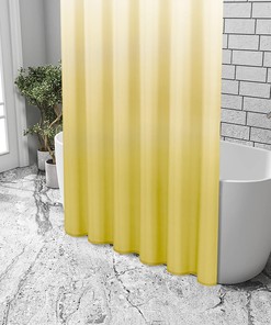 Ombre Textured Lemon Yellow Shower Curtain, Luxury Bathroom Decor